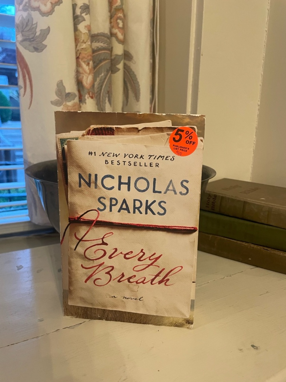 Nicholas Sparks "Every Breath" Paperback - Cream & Red Cover
